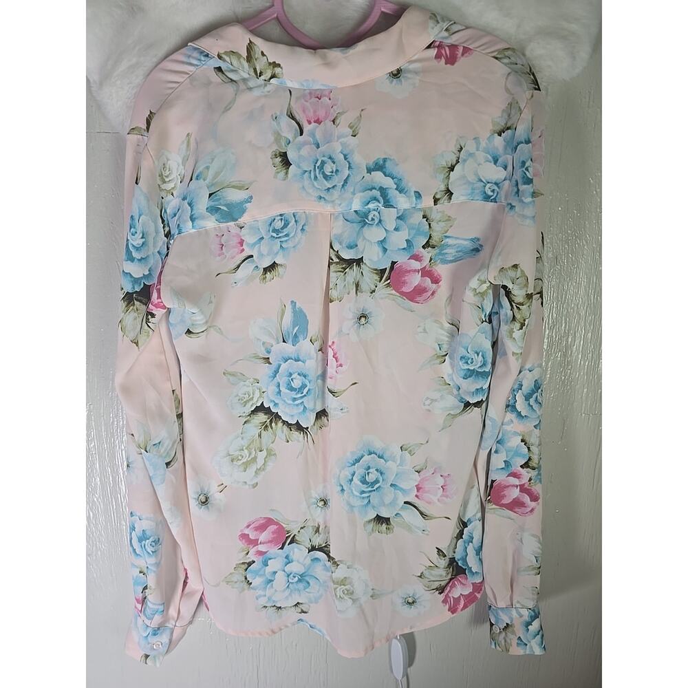 Candie's Pink Floral Lightweight Blouse Top Sz Small Office Formal Work Casual - Picture 9 of 10
